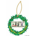 Vegas Slot Machine $100 Bill Wreath Ornament w/ Mirrored Back (12 Sq. Inch)